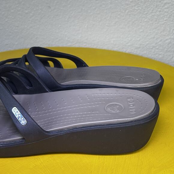 Crocs Rhonda Women’s Size 9M Brown Slides Wedge Heel Sandal Comfort - Picture 9 of 16